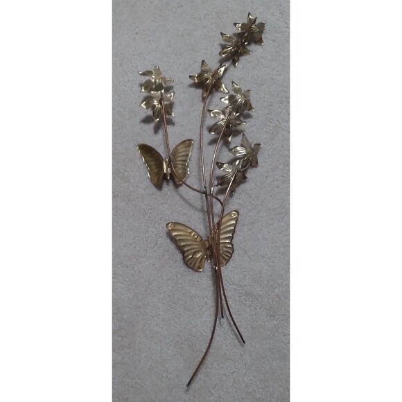 Vintage Home Interiors Floral Butterfly Metal Wall Art - Picture 2 of 7